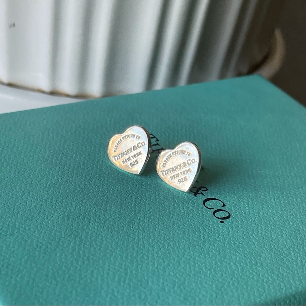 Used Tiffany “Return to Tiffany & Co” mini heart stud earrings - sterling silver
